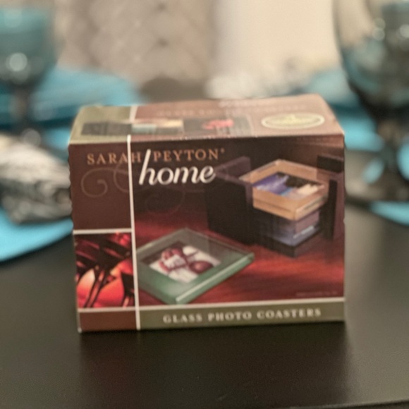 New Solid Glass Photo Coasters | Wood Holder | Set - Picture 3 of 10